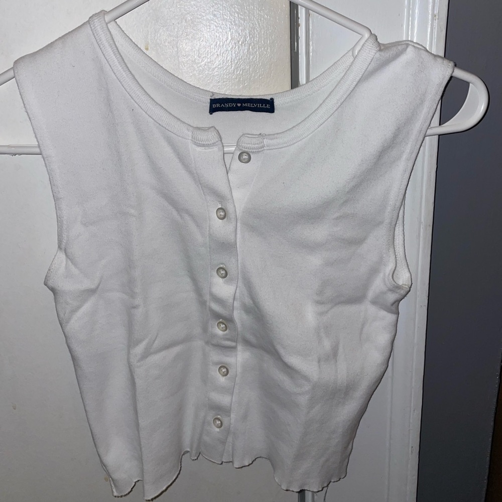 Brandy Melville Rhea Button Down Sleeveless Crop Top